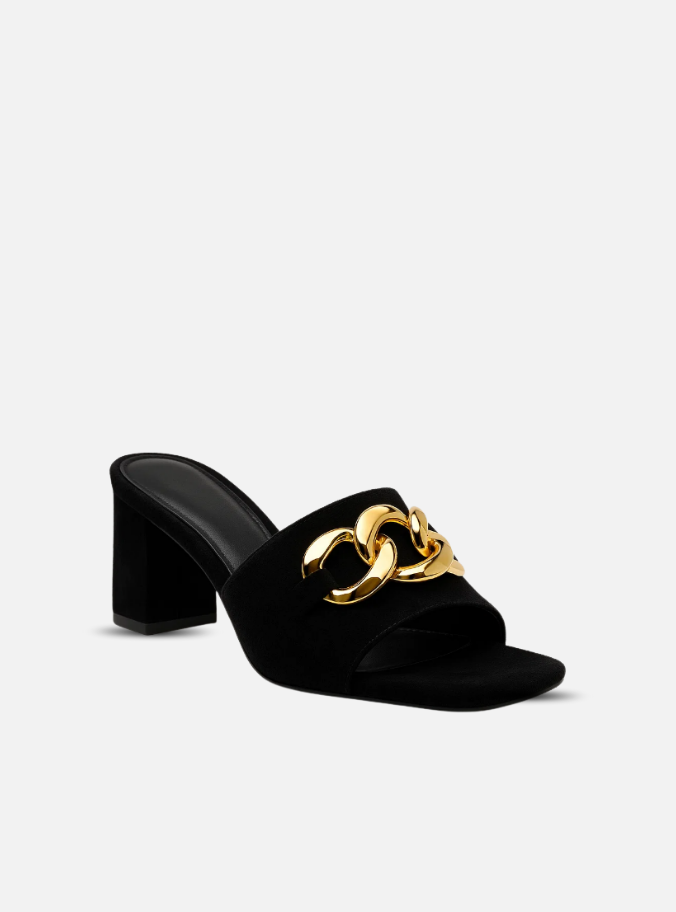 Mule Com Corrente dourada - Preta