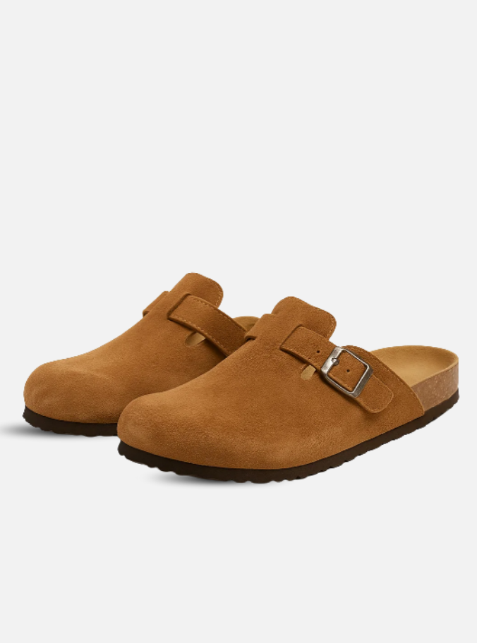 Sandália clog feminina castanho claro