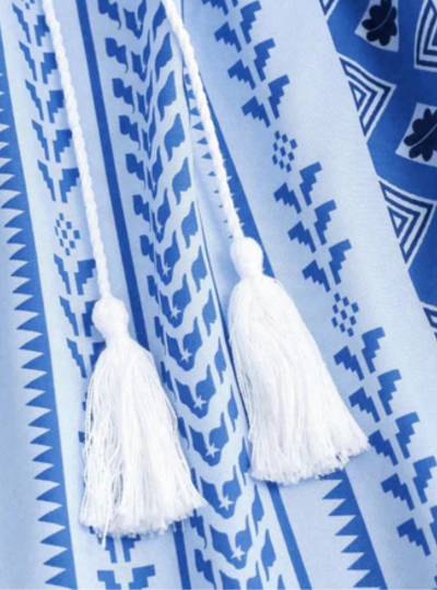 Printed Lace-Up Strapless Dress