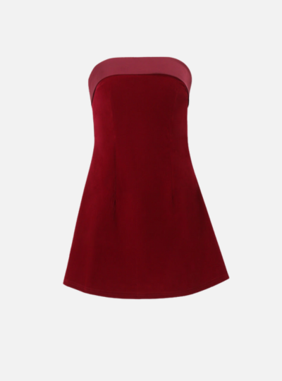 One-Word Collar Strapless Dress