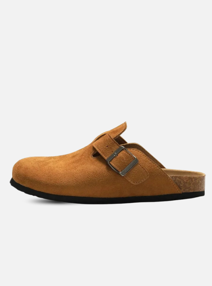 Sandália clog  feminina castanho claro