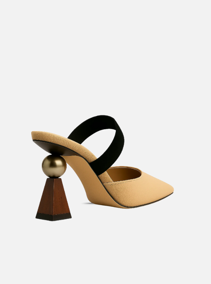 Sapatos femininos  exclusivos, mule, salto grosso, abertos, bico fino