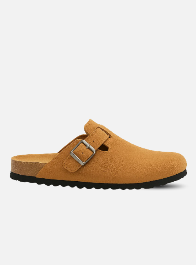 Sandália clog  feminina castanho claro